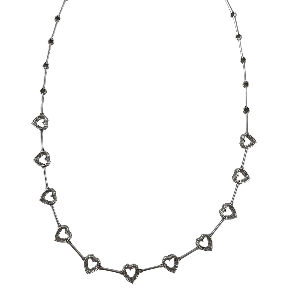 18 Karat White Gold Diamond Heart Necklace 16" #12710